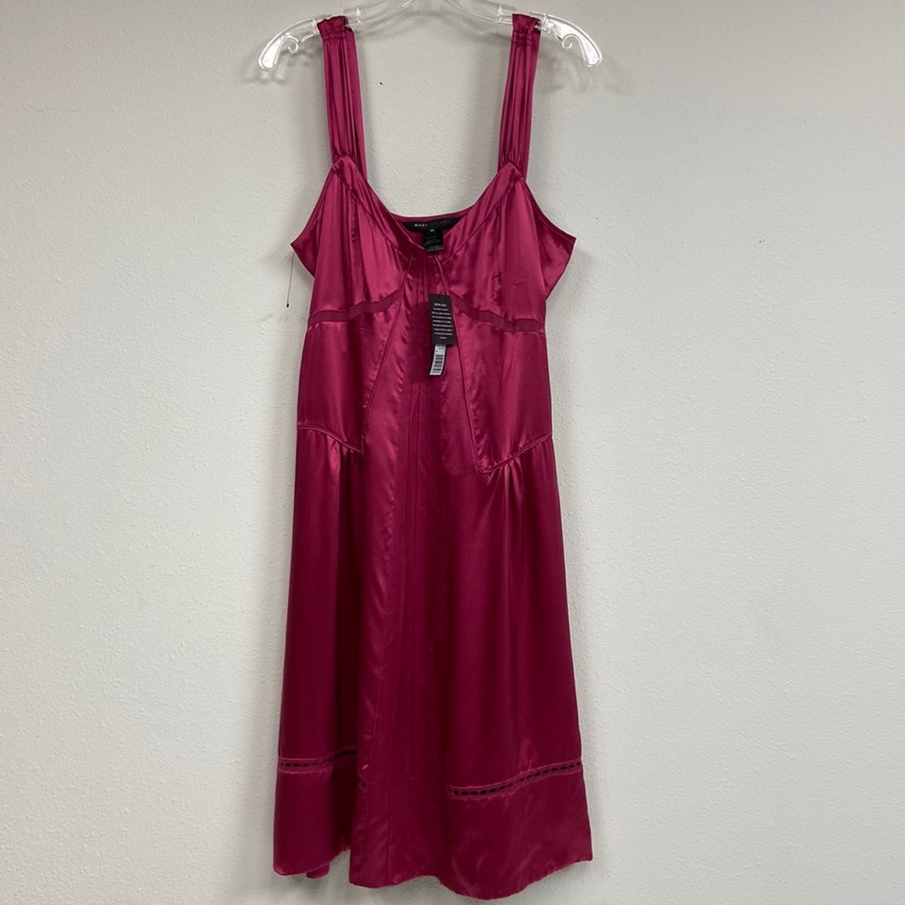 Marc Jacobs 100% Silk Slip Dress Size 10 NWT pink Y2K twilight festival midi - Picture 4 of 16